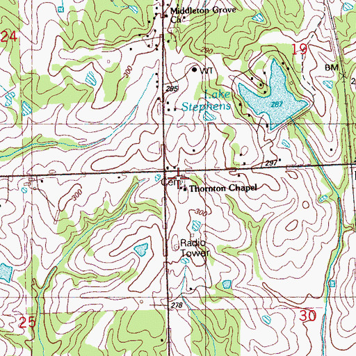 Topographic Map of Thornton Chapel Cemetery, MS