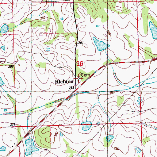 Topographic Map of Tyler Chapel Cemetery, MS