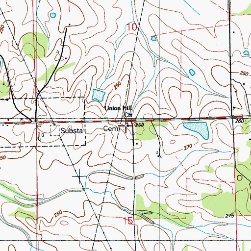 Topographic Map of Union Hill Cemetery, MS