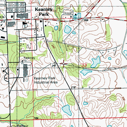 Topographic Map of Vernon Cemetery, MS