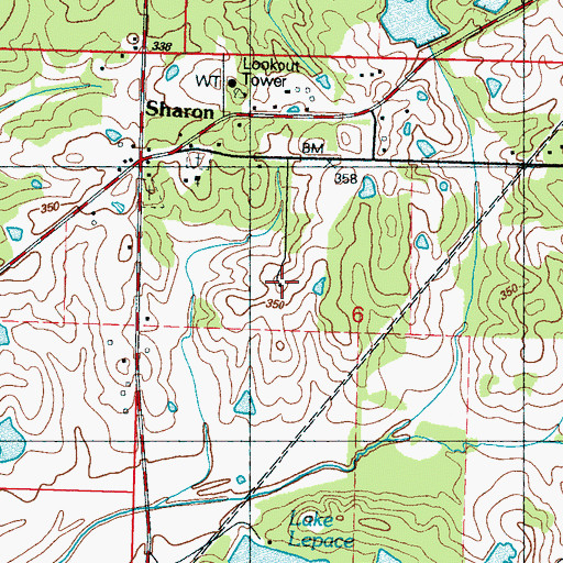 Topographic Map of Wells Cemetery, MS
