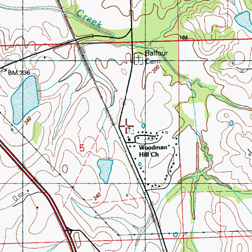 Topographic Map of Woodman Hill Missionary Baptist Church Cemetery, MS