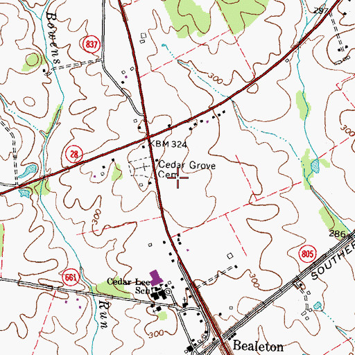 Topographic Map of The Bealeton Library, VA