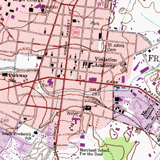 Topographic Map of C Burr Artz Public Library, MD