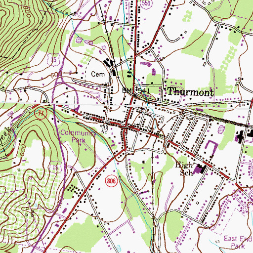 Topographic Map of Thurmont Branch Library, MD