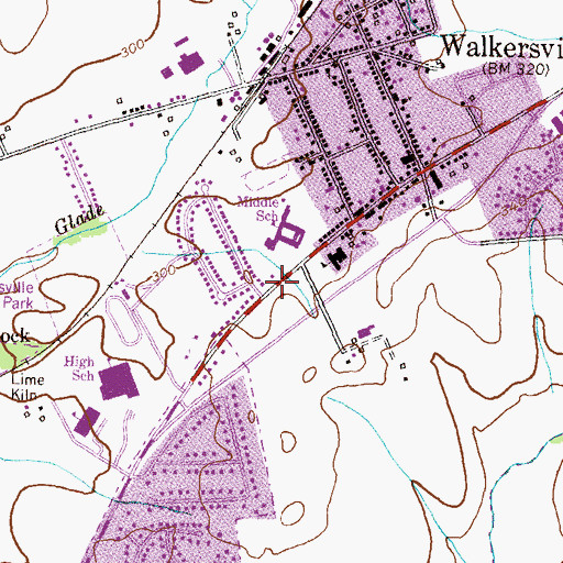 Topographic Map of Walkersville Branch Library, MD