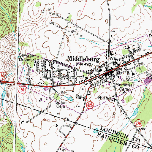 Topographic Map of Middleburg Library, VA
