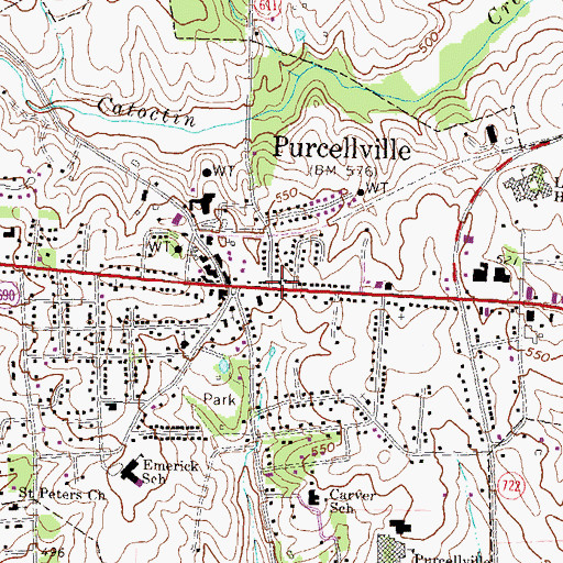 Topographic Map of Purcellville Library, VA