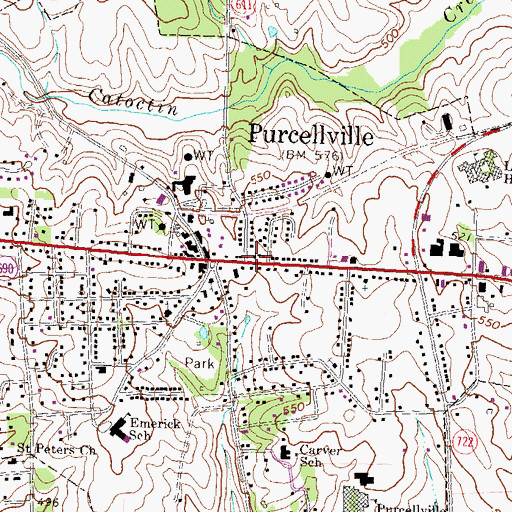 Topographic Map of Purcellville Library, VA
