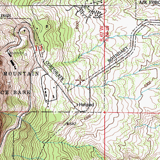 Topographic Map of Cheyenne Mountain Heliport, CO