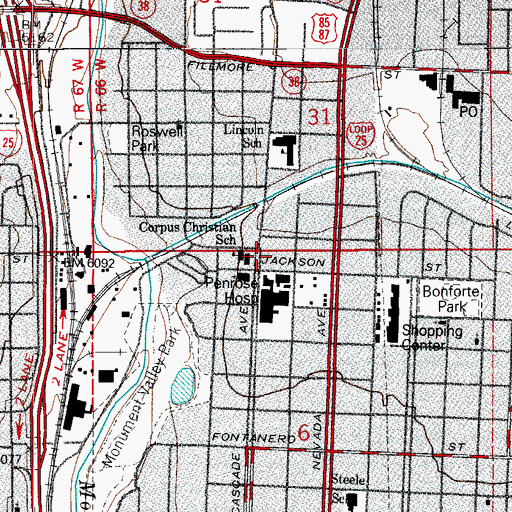 Topographic Map of Penrose Hospital Heliport, CO