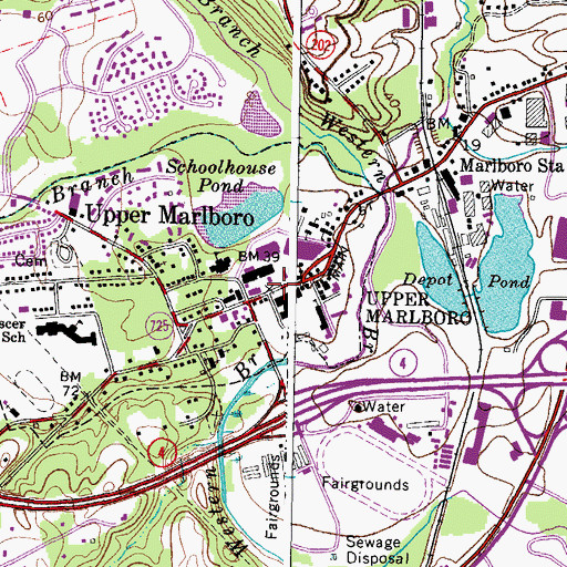 Topographic Map of Upper Marlboro Branch Library, MD