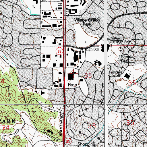 Topographic Map of Penrose Community Hospital Heliport, CO