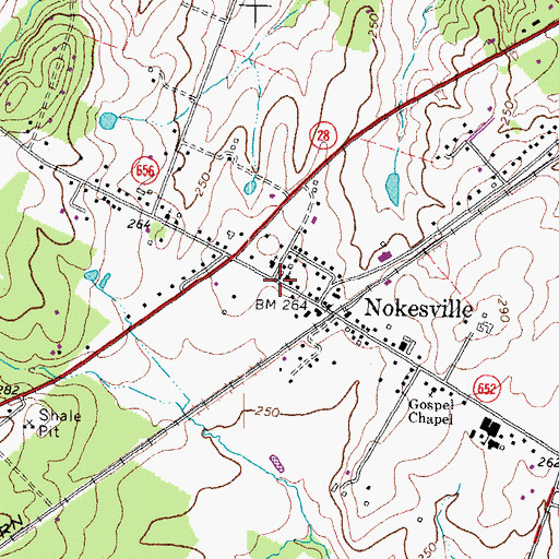 Topographic Map of Nokesville Neighborhood Library, VA