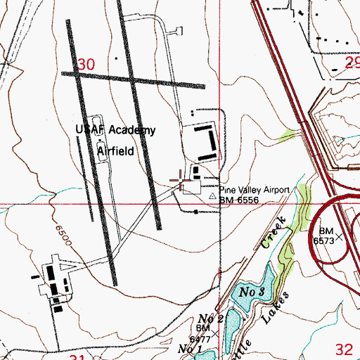 Topographic Map of USAF Academy Airfield, CO