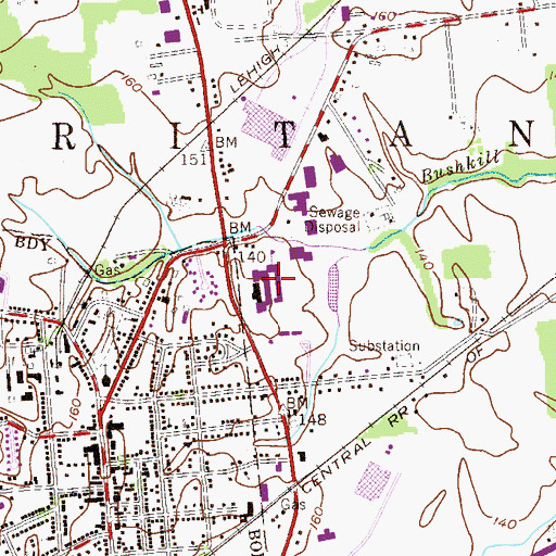 Topographic Map of Hunterdon Central High School, NJ