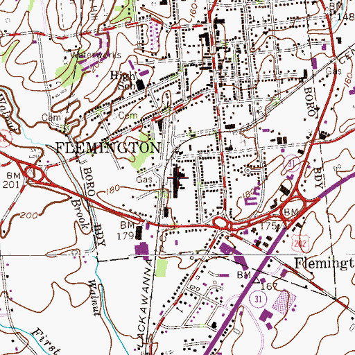 Topographic Map of Foran Foundry, NJ