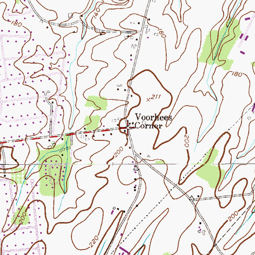 Topographic Map of Voorhees Corner School (historical), NJ