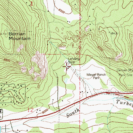 Topographic Map of Meyer Ranch Airport (historical), CO