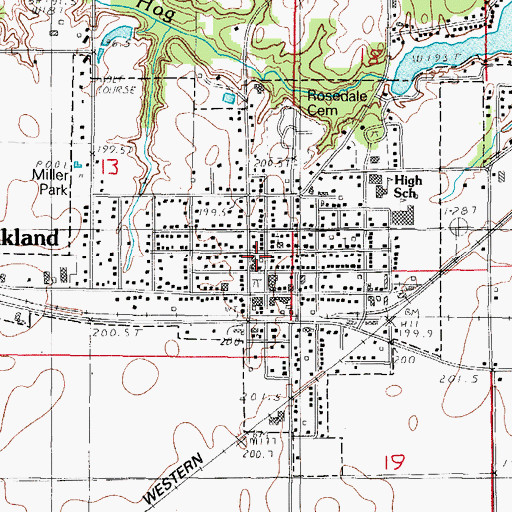 Topographic Map of Oakland Christian Church, IL