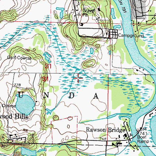 Topographic Map of Bates Fen Nature Preserve, IL