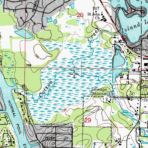 Topographic Map of Cotton Creek Marsh Nature Preserve, IL