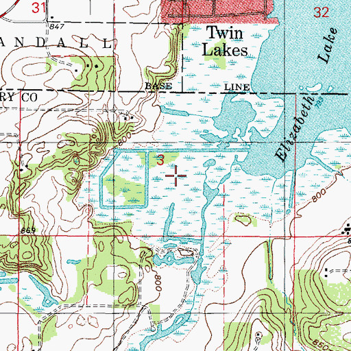 Topographic Map of Elizabeth Lake Nature Preserve, IL