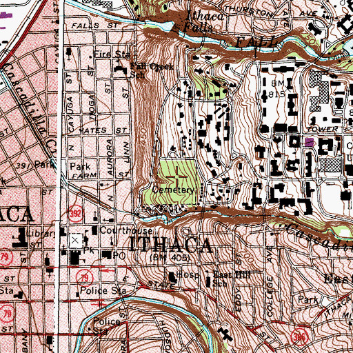 Topographic Map of Ithaca City Cemetery, NY