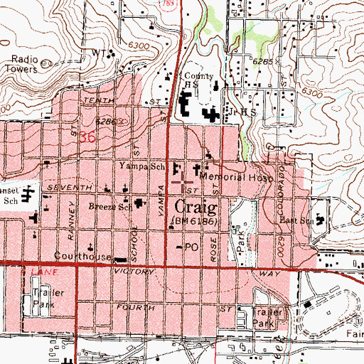 Topographic Map of Memorial Hospital Heliport, CO