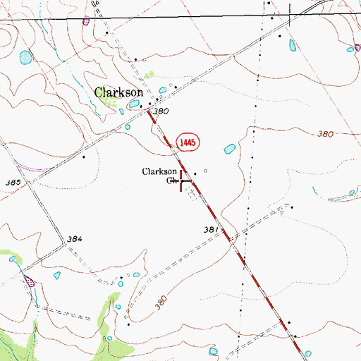 Topographic Map of Clarkson Cemetery, TX