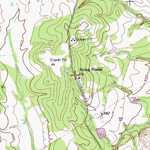 Topographic Map of String Prairie Methodist Cemetery, TX
