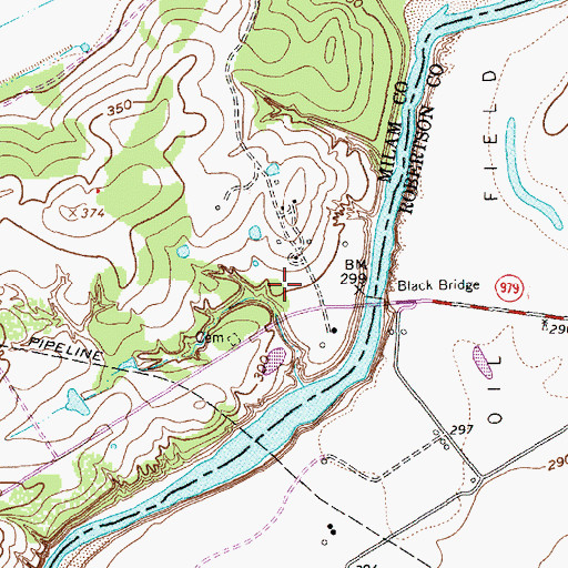 Topographic Map of Black Bridge Cemetery, TX