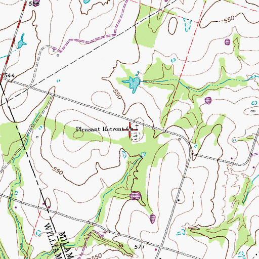 Topographic Map of Pleasant Retreat Cemetery, TX