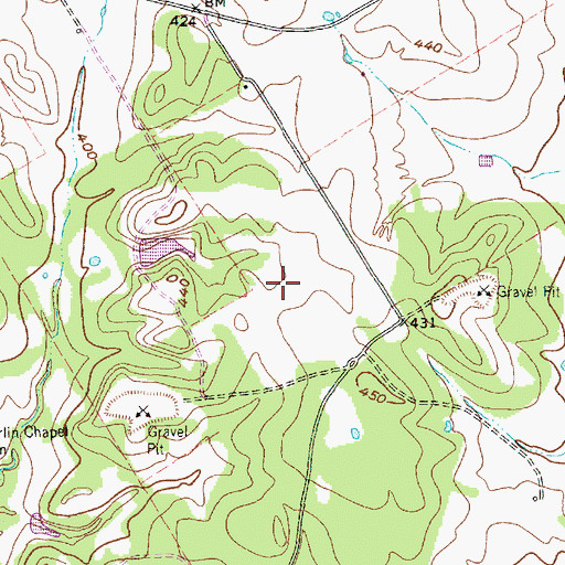 Topographic Map of Cross Roads Cemetery, TX