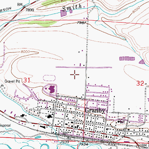 Topographic Map of Middle Park High School, CO
