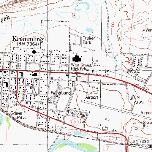 Topographic Map of Kremmling Police Department, CO