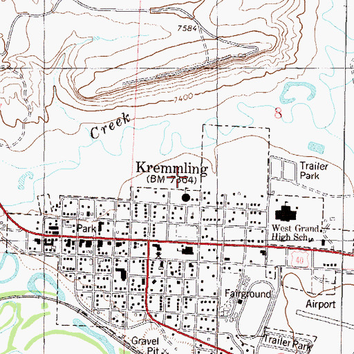 Topographic Map of West Grand Middle School, CO