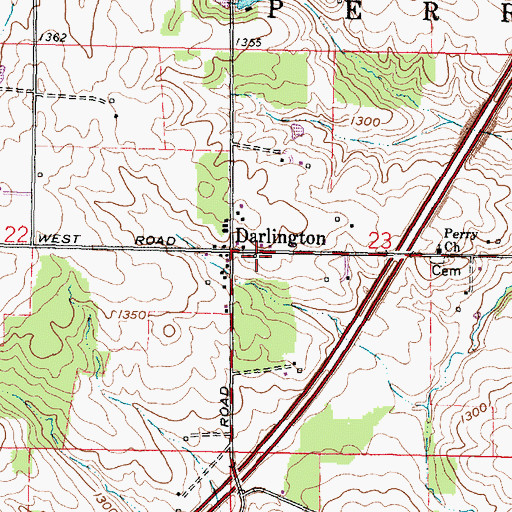 Topographic Map of Darlngton Post Office (historical), OH
