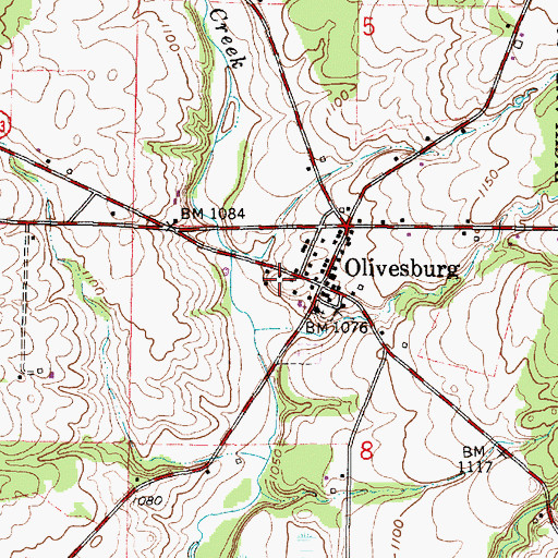 Topographic Map of Olivesburg Post Office (historical), OH