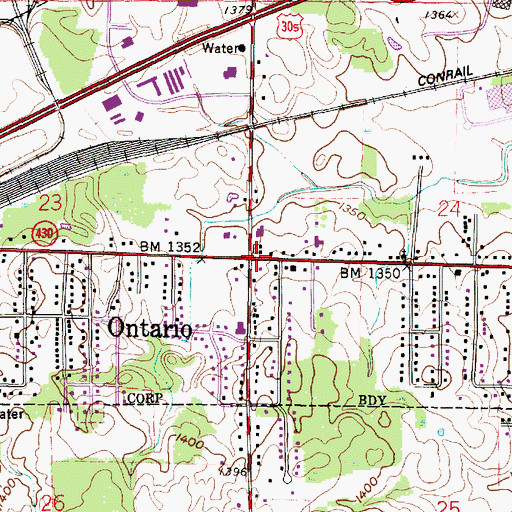 Topographic Map of Ontario Post Office, OH