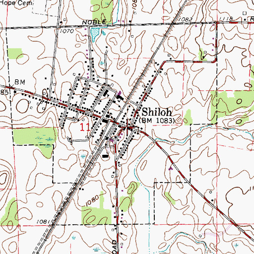 Topographic Map of Shiloh Post Office, OH