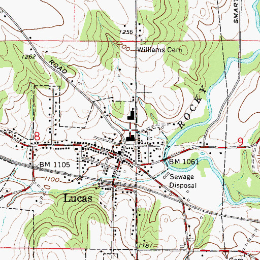 Topographic Map of Lucas Post Office, OH