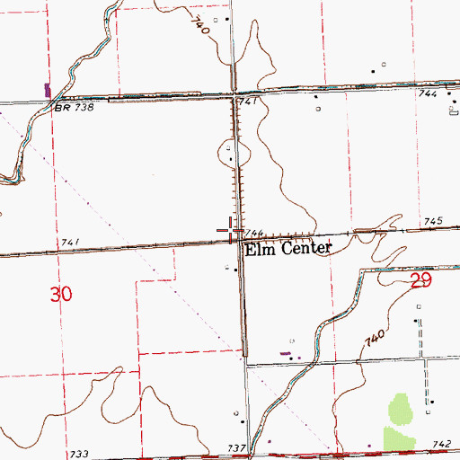 Topographic Map of Elm Center Post Office (historical), OH