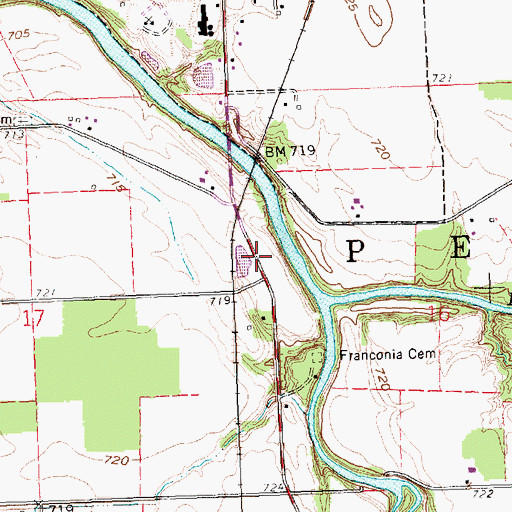 Topographic Map of Franconia Post Office (historical), OH