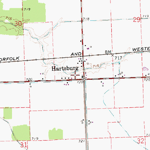Topographic Map of Hartsburg Post Office (historical), OH