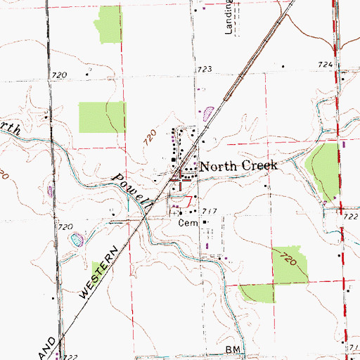 Topographic Map of North Creek Post Office (historical), OH