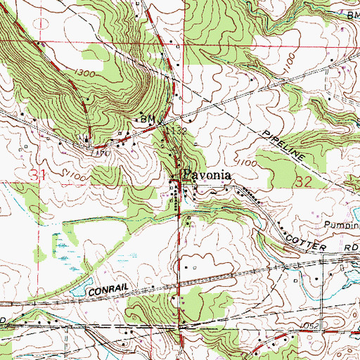 Topographic Map of Pavonia Post Office (historical), OH