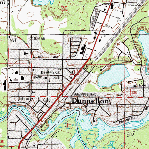 Topographic Map of First Bethal Missionary Baptist Church, FL
