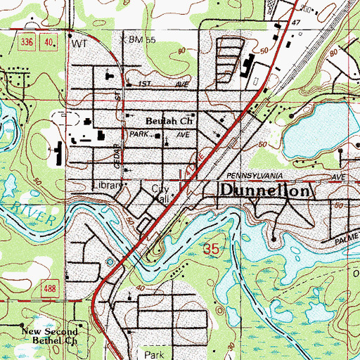 Topographic Map of Dunnellon Police Department, FL