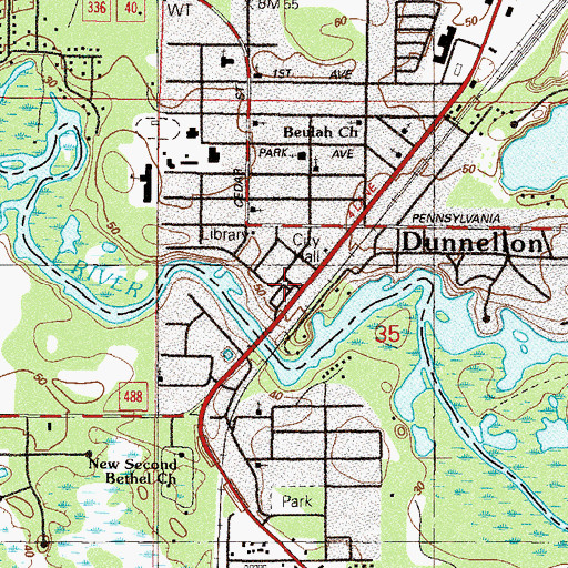 Topographic Map of Dunnellon City Hall, FL